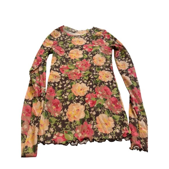 Vtg Ralph Lauren Floral Long Sleeve Mesh Top  Ruffle Y2K fairy grunge S read - Picture 11 of 16